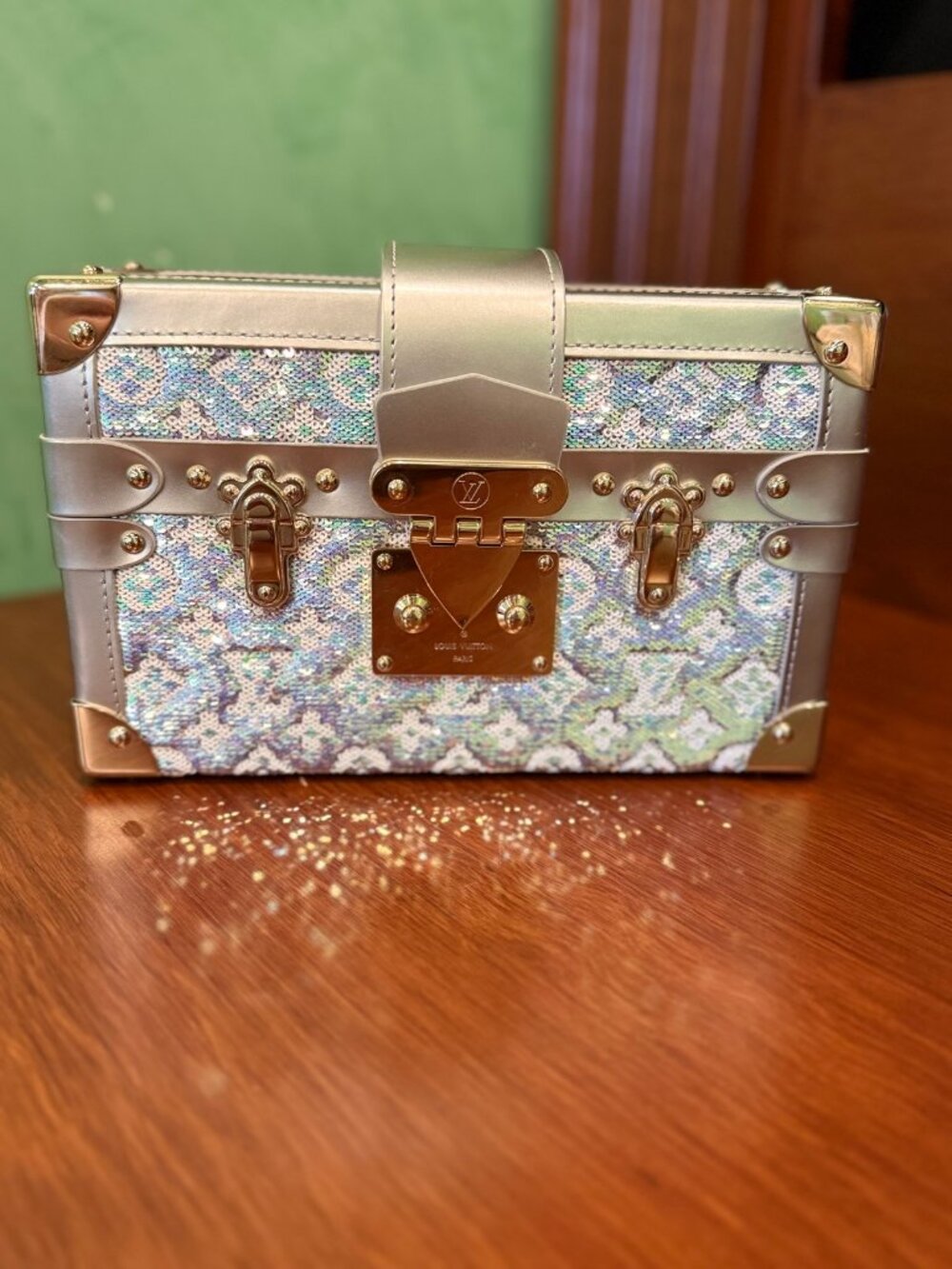 Louis Vuitton Petite Malle Sequin Monogram Silver — Entrupy Authenticated